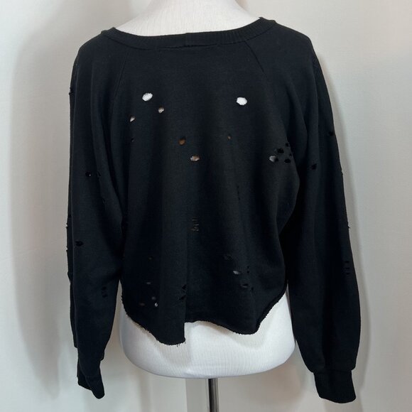 Know One Cares Cropped Sweater S Whimsigoth Embroidered Red Roses Distressed - Picture 2 of 10